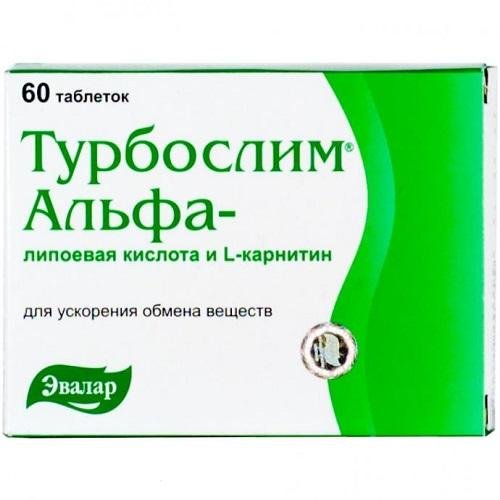 Турбослим Комплекс 'Альфа-липоевая кислота и L-карнитин', 60 таблеток (Турбослим, БАД)