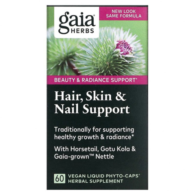 Gaia Herbs, Поддержка для волос, кожи и ногтей, 60 веганских капсул Liquid Phyto-Caps