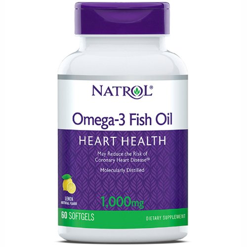 Natrol Рыбий жир омега-3 со вкусом лимона 1000 мг, 60 капсул (Natrol, Омега 3)