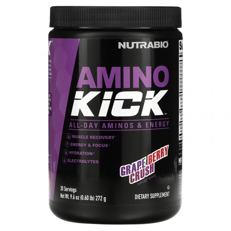Nutrabio Labs, Amino Kick, Grape Berry Crush, 272 г (0,6 фунта)