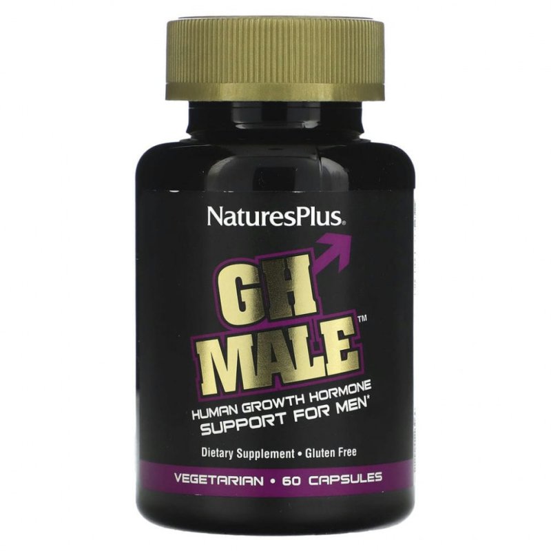 NaturesPlus, GH Male, гормон роста человека для мужчин, 60 растительных капсул