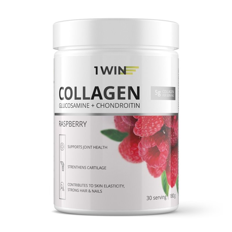 1WIN Комплекс 'Коллаген с хондроитином и глюкозамином' со вкусом малины, 30 порций, 180 г (1WIN, Collagen)