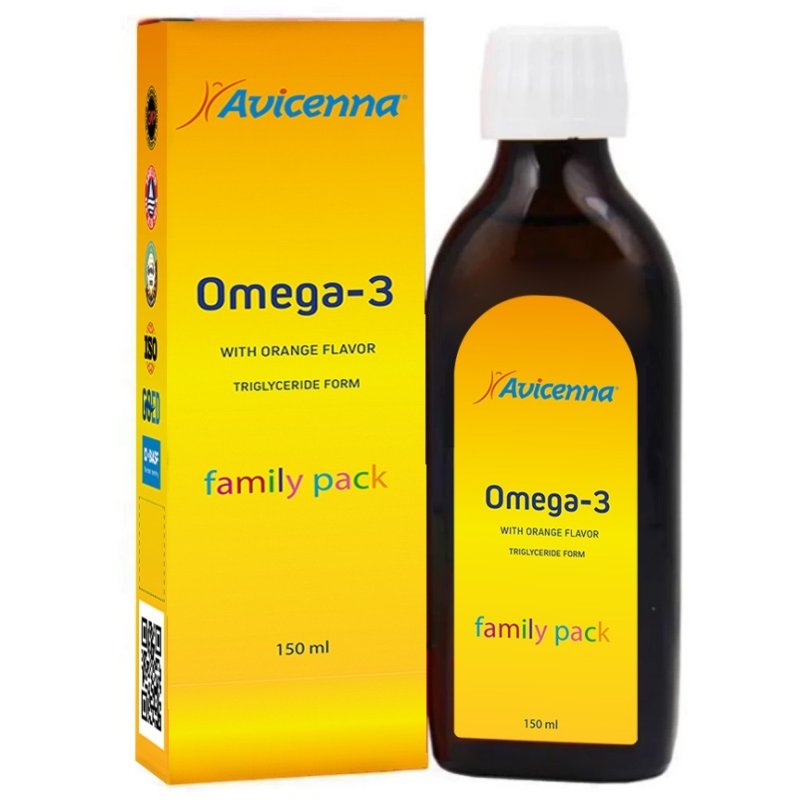 Avicenna Омега-3 со вкусом апельсина 3+, 150 мл (Avicenna, Омега-3)