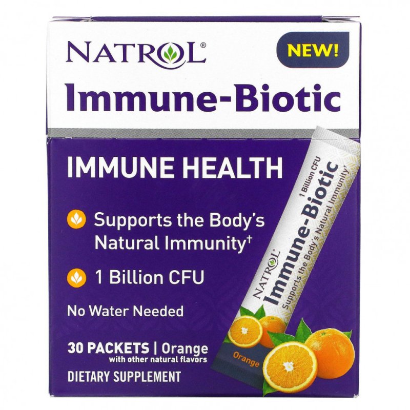 Natrol, Immune-Biotic, апельсин, 1 млрд КОЕ, 30 пакетиков