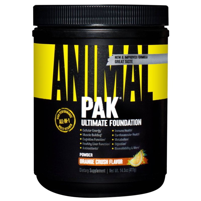 Animal Комплекс витаминов и минералов со вкусом апельсина Universal Nutrition Pak Powder, 411 г (Animal, Витамины и минералы)