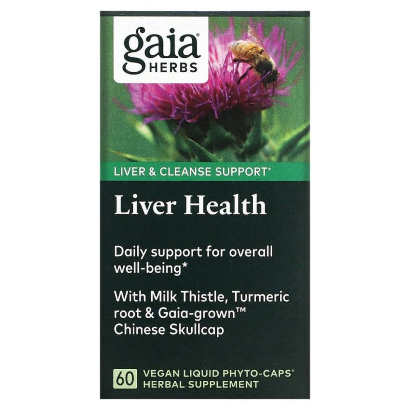 Gaia Herbs, средство для поддержания здоровья печени, 60 веганских жидких капсул Phyto-Cap