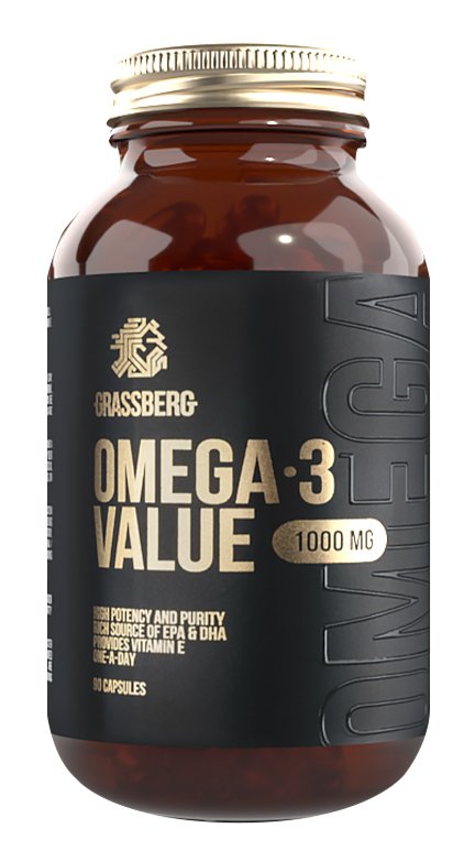 Grassberg Биологически активная добавка к пище Omega 3 Value 30% 1000 мг, 60 капсул (Grassberg, )
