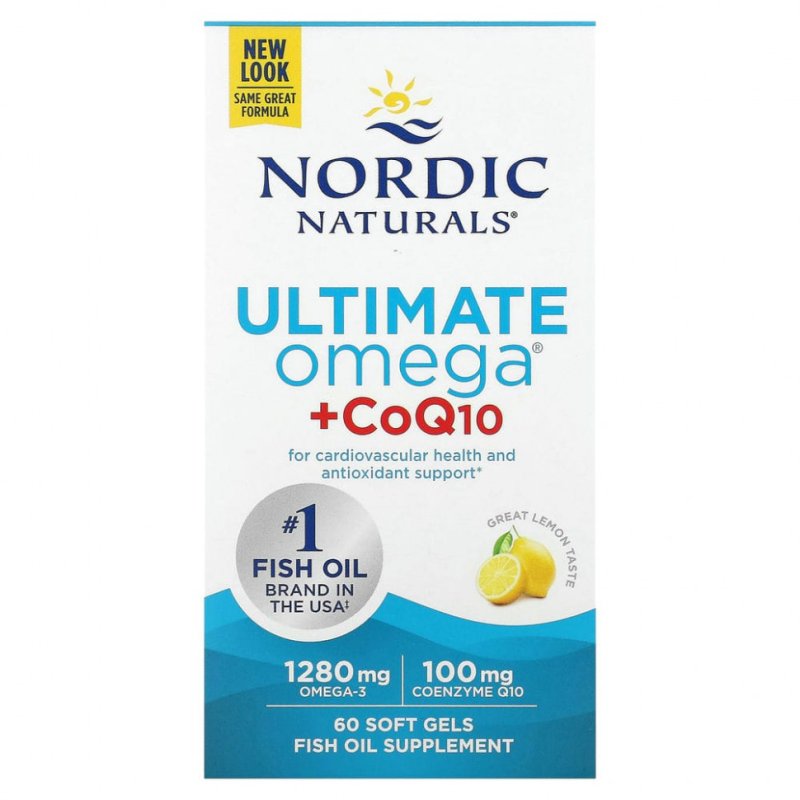 Nordic Naturals, Ultimate Omega + CoQ10, 640 мг, 60 капсул