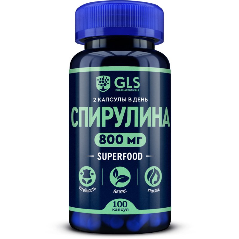 GLS Спирулина, 100 капсул (GLS, Витамины)