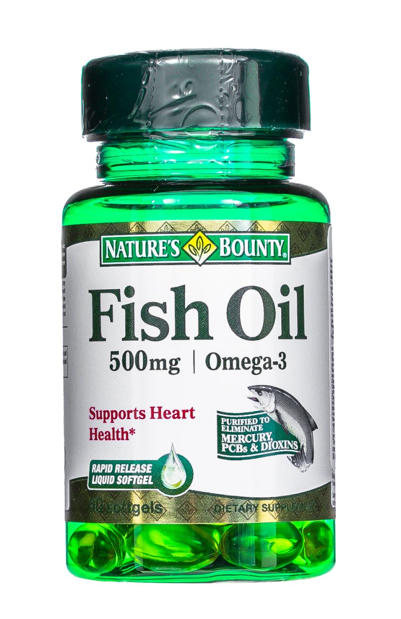 Nature's Bounty Рыбий жир 500 мг, Омега-3 60 капсул (Nature's Bounty, Витамины)