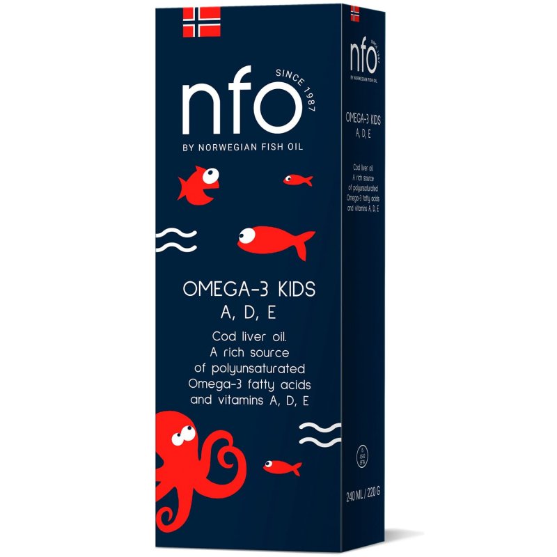 Norwegian Fish Oil Комплекс «Омега-3 жир печени трески + витамины А, D,Е », 240 мл (Norwegian Fish Oil, Омега 3)