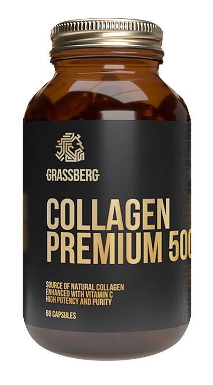 Grassberg Биологически активная добавка к пище Collagen Premium 500 мг + витамин C 40 мг, 120 капсул (Grassberg, )