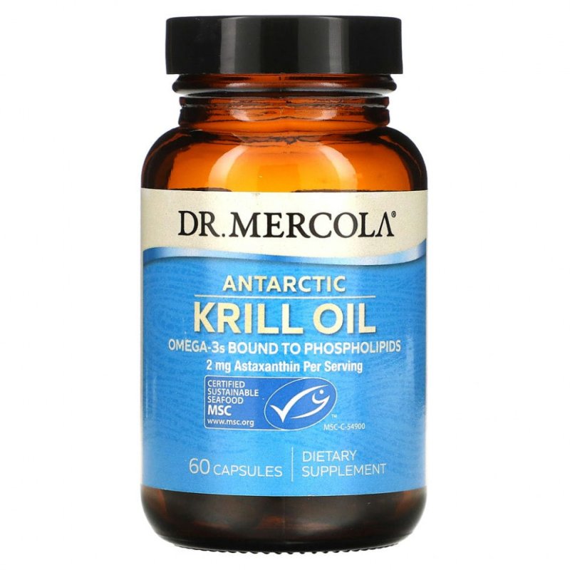 Dr. Mercola, Жир антарктического криля, 60 капсул