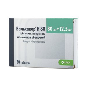 Вальсакор Н80 Таблетки покрытые пленочной оболочкой 80мг+12,5мг 30 шт