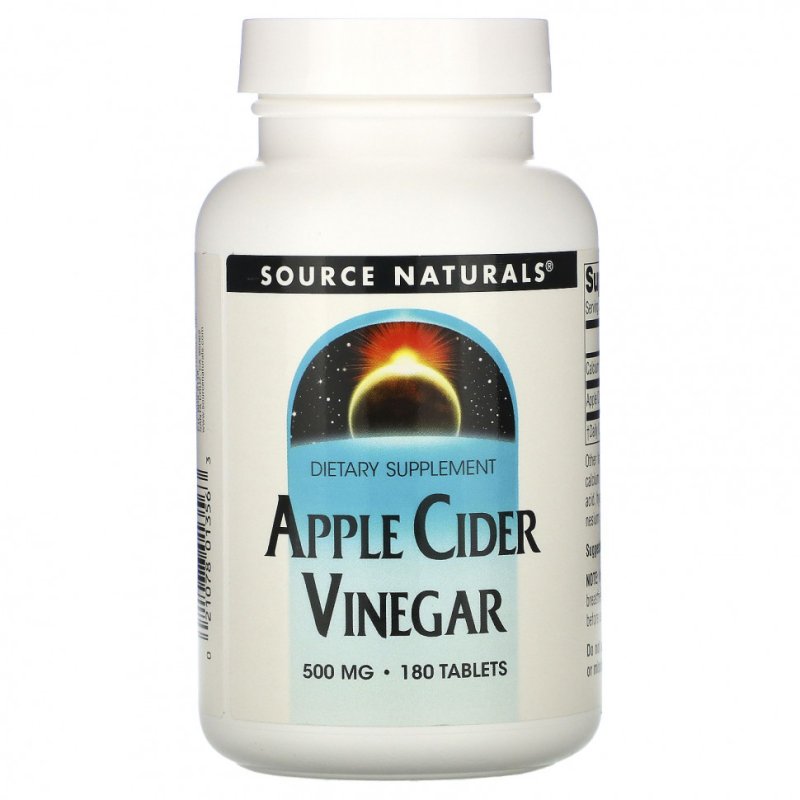 Source Naturals, яблочный уксус, 500 мг, 180 таблеток