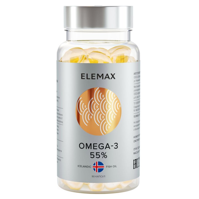 Elemax Комплекс 'Омега-3 жирные кислоты высокой концентрации' 55%, 90 капсул (Elemax, )