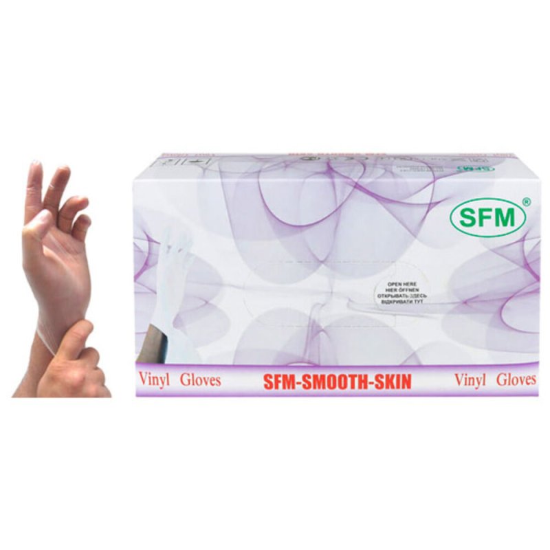 SFM Перчатки виниловые нестерильные, неопудренные, 50 пар, размер L