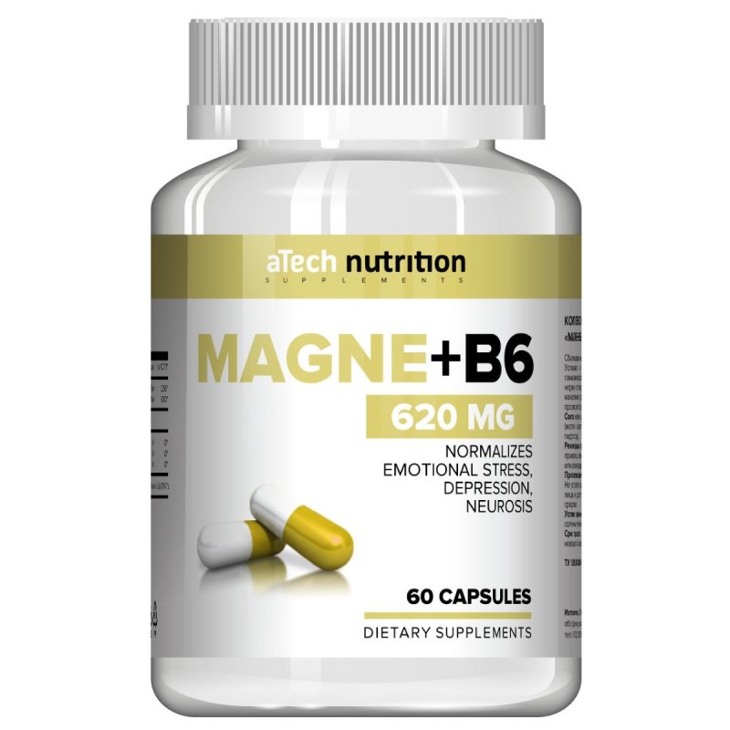 A Tech Nutrition Комплекс 'Магний + B6' 620 мг, 60 твердых капсул (A Tech Nutrition, Витамины и добавки)