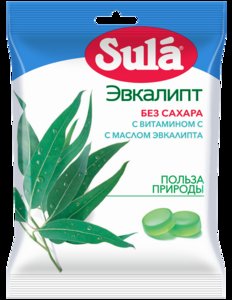 Sula Эвкалипт Леденцы без сахара с витамином С и маслом эвкалипта 60 г
