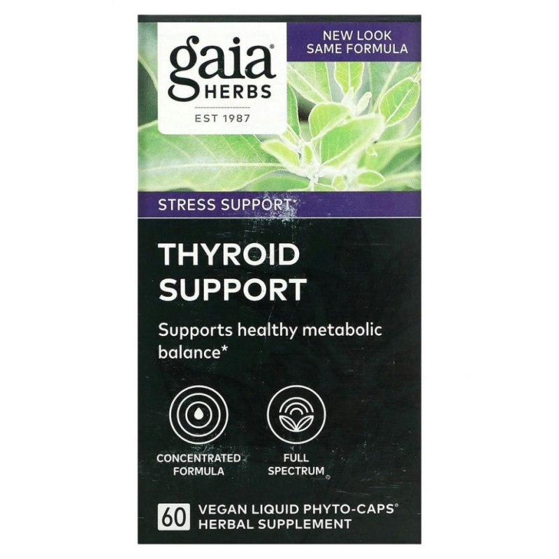 Gaia Herbs, Средство для поддержки щитовидной железы, 60 веганских капсул Phyto-Cap