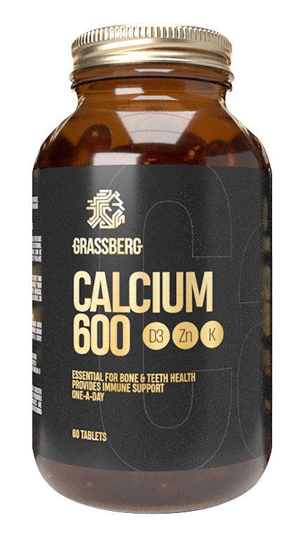 Grassberg Биологически активная добавка к пище Calcium 600 + D3 + Zn с витамином K1, 60 таблеток (Grassberg, )
