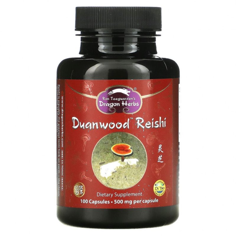 Dragon Herbs, Duanwood Reishi, 500 мг, 100 вегетарианских капсул