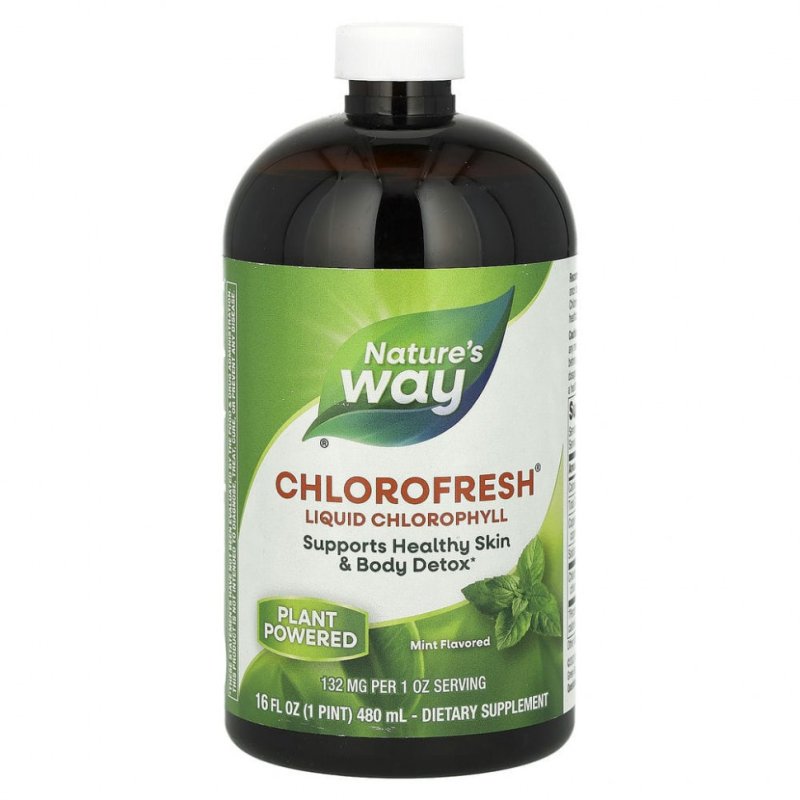 Nature's Way, Chlorofresh, жидкий хлорофилл, с ароматом мяты, 132 мг, 473,2 мл (16 жидк. унций)