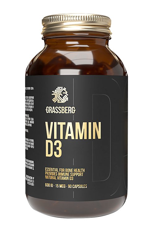Grassberg Биологически активная добавка к пище Vitamin D3 600IU, 90 капсул (Grassberg, )