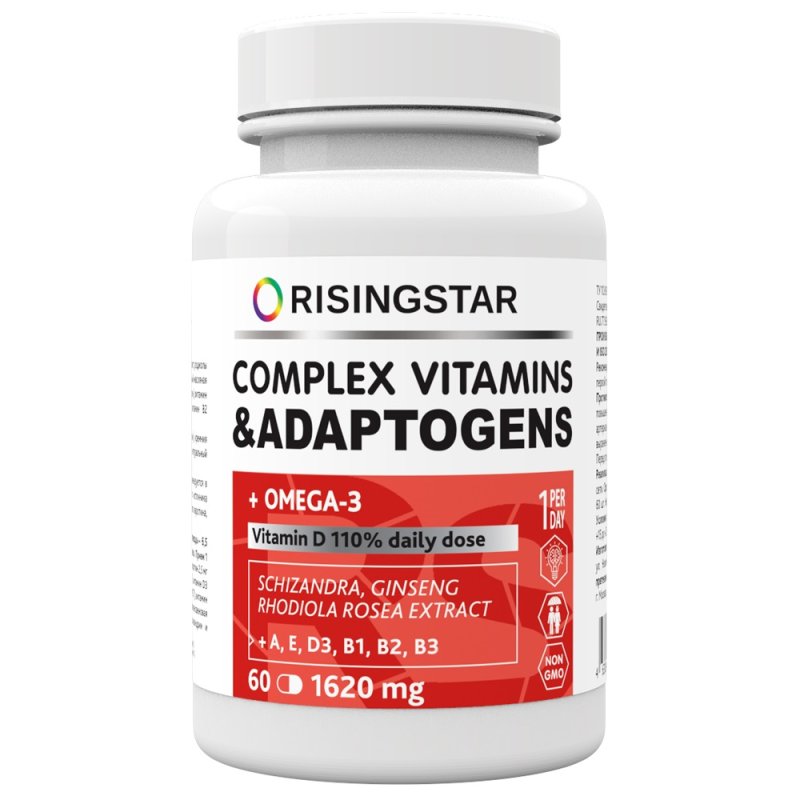 Risingstar Комплекс витаминов и адаптогенов с омега-3 для мозга и энергии 1620 мг, 60 капсул (Risingstar, )