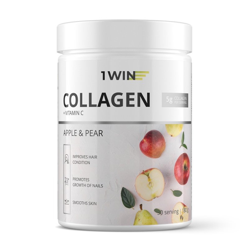 1WIN Комплекс 'Коллаген с витамином С' со вкусом яблоко-груша, 30 порций, 180 г (1WIN, Collagen)