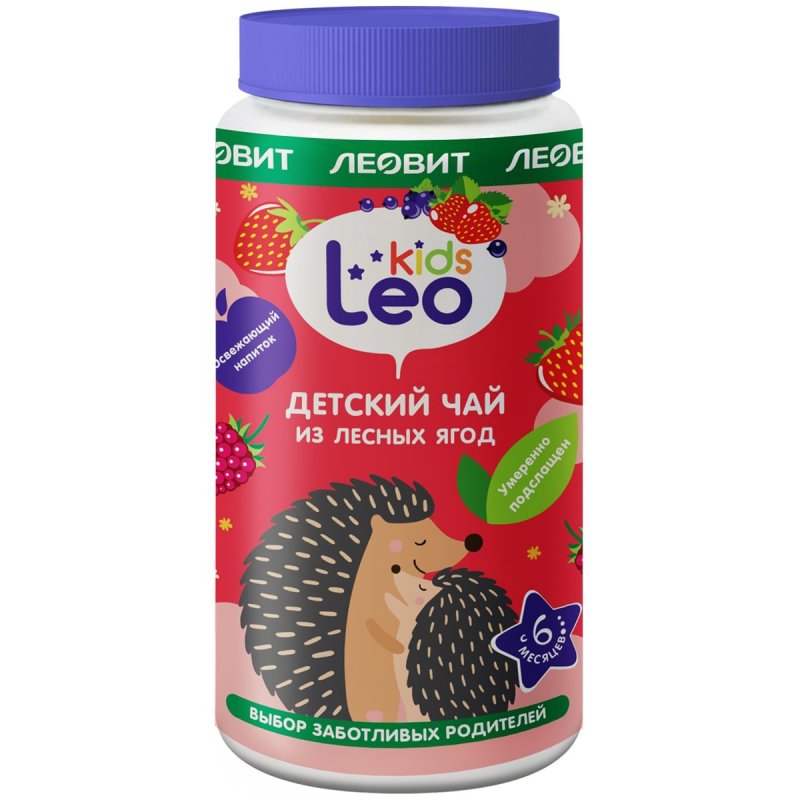 Леовит Детский гранулированный чай из лесных ягод 6 мес+, 200 г (Леовит, Leo Kids)