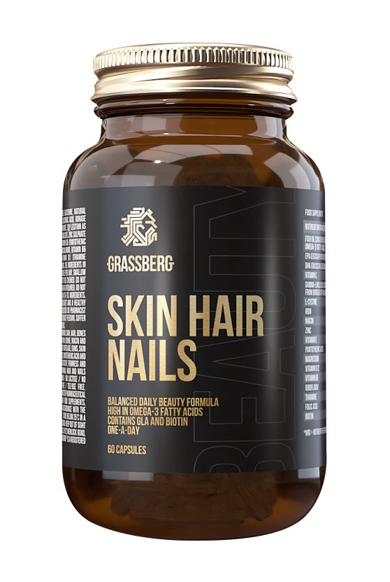 Grassberg Биологически активная добавка к пище Skin Hair Nails, 60 капсул (Grassberg, )