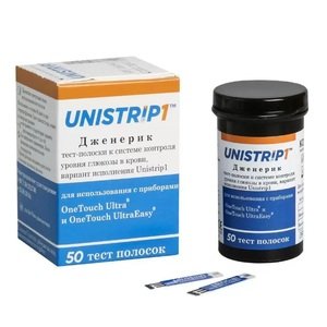 Unistrip 1 Дженерик Тест-полоски для контроля глюкозы в крови 50 шт