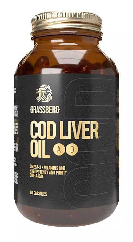 Grassberg Cod Liver Oil 410 mg + Vit D, A, E 60 капсул
