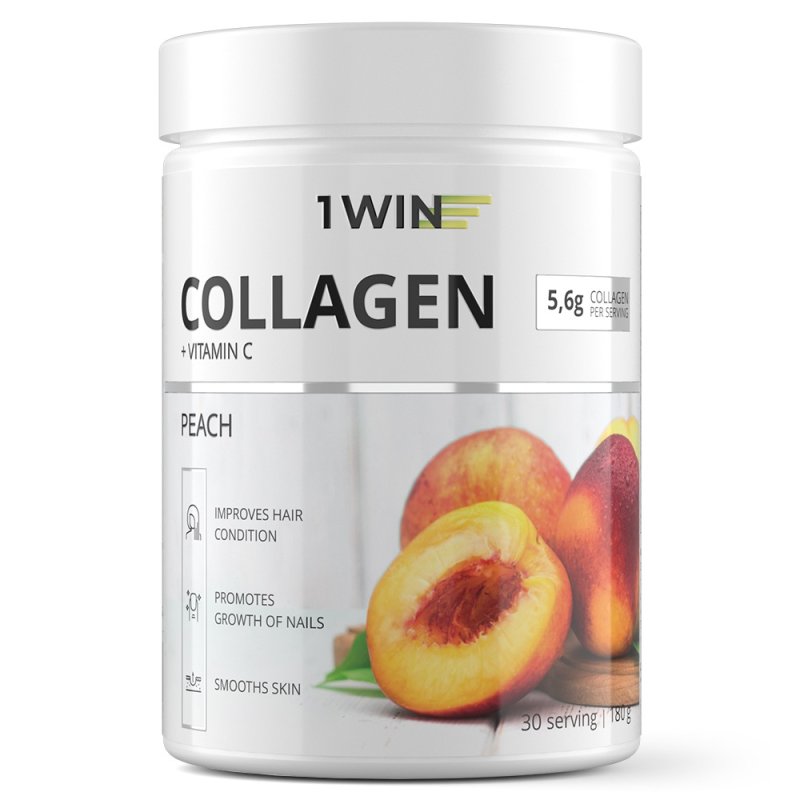 1WIN Комплекс 'Коллаген с витамином С' со вкусом персика, 30 порций, 180 г (1WIN, Collagen)