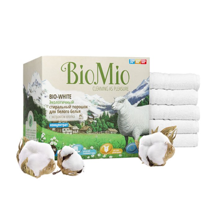 BioMio Стиральный порошок BIO-WHITE с экстрактом хлопка, 1,5 кг.