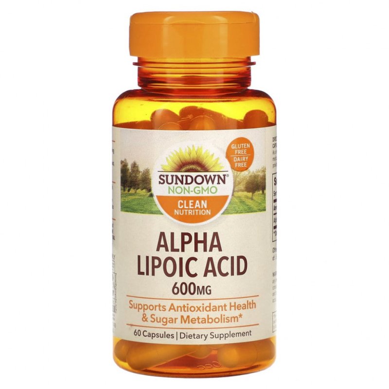 Sundown Naturals, Альфа-липоевая кислота, 600 мг, 60 капсул