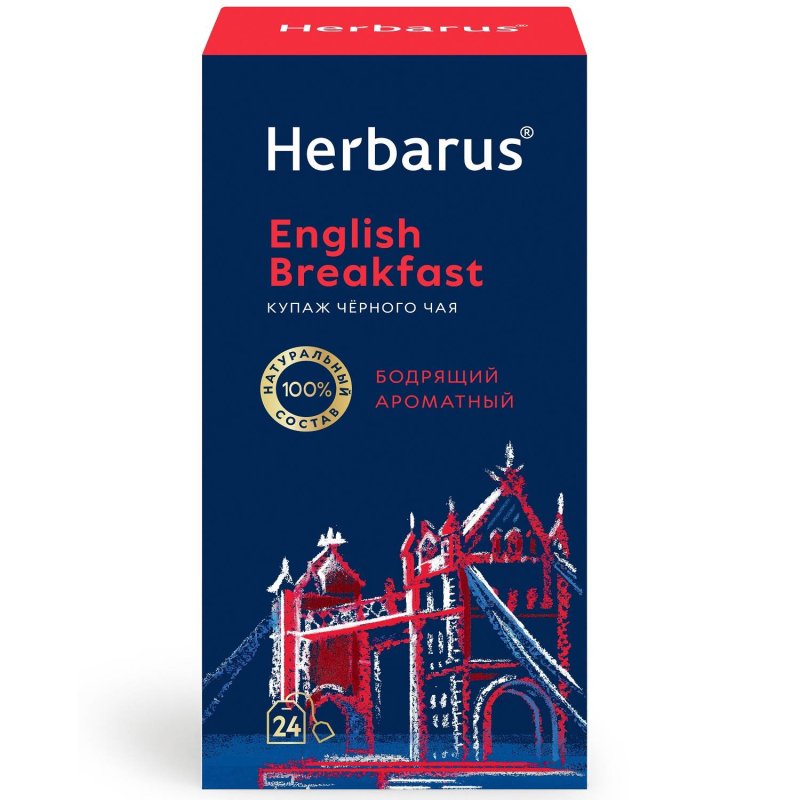 Herbarus Купаж черного чая English Breakfast, 24 пакетика х 2 г (Herbarus, Классический чай)