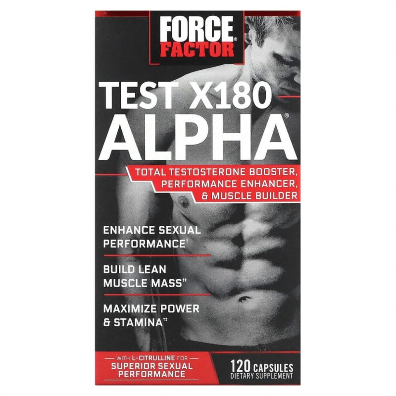 Force Factor, Test X180 Alpha, бустер тестостерона, 120 капсул