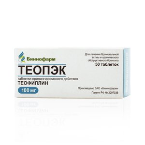 Теопэк Таблетки с пролонгированным высвобождением 100 мг 50 шт