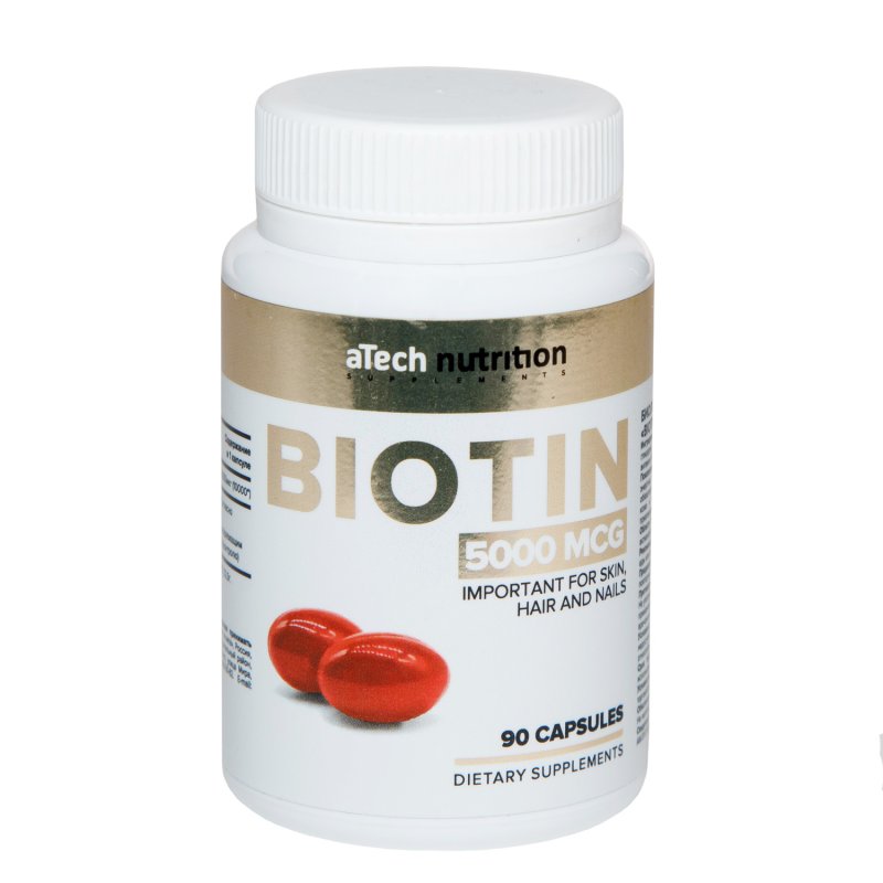 A Tech Nutrition Биотин 5000 мкг, 90 мягких капсул (A Tech Nutrition, Витамины и добавки)